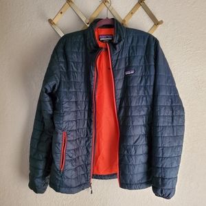 Patagonia Nano Puff Navy Blue and Orange Men's Large